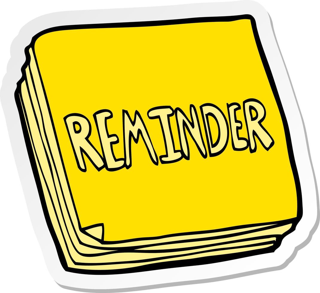 sticker of a cartoon reminder notes vector