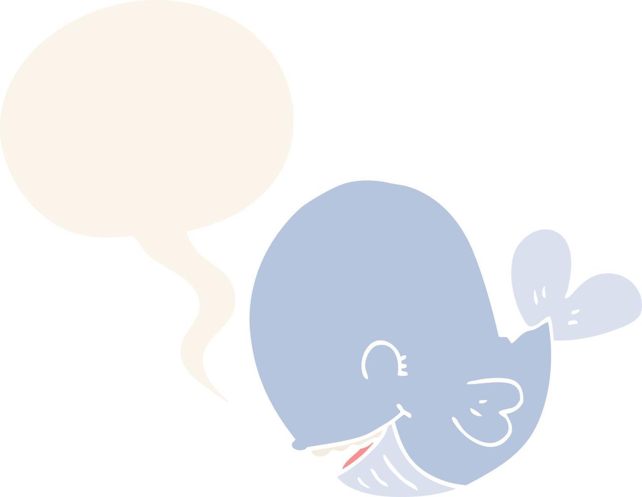 cartoon whale and speech bubble in retro style vector