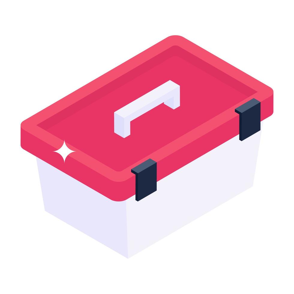 A scalable isometric icon of toolbox vector