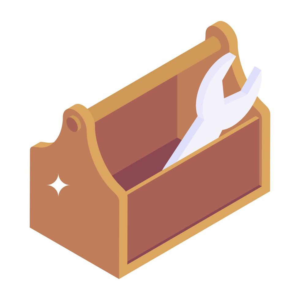 A handcrafted isometric icon of tool case vector