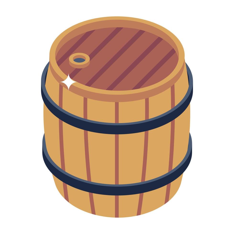 Rum barrel in oak wood for wine storage vector