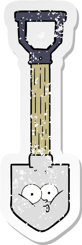 distressed sticker of a cartoon shovel vector