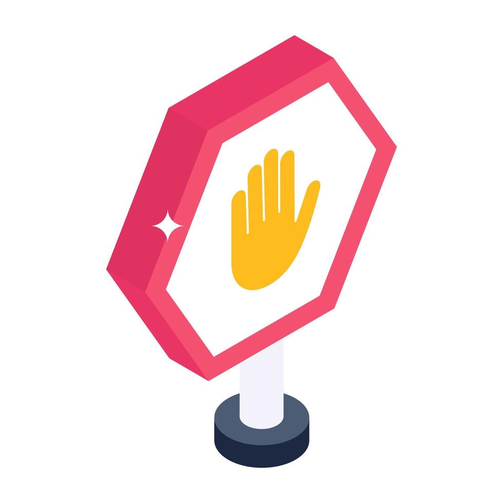 An editable isometric icon of stop board vector