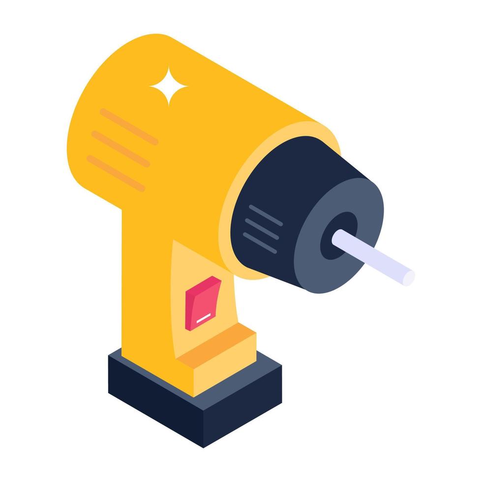 Easy to use isometric icon of drill vector