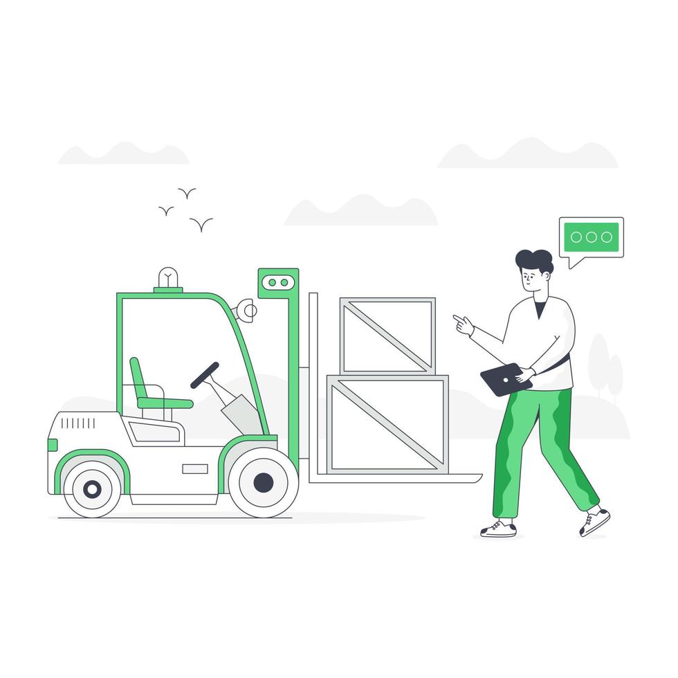 Creatively designed flat illustration of forklift truck vector