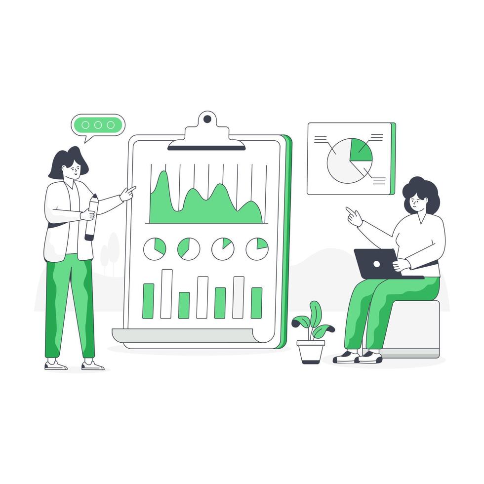 Flat vector illustration of analysis report