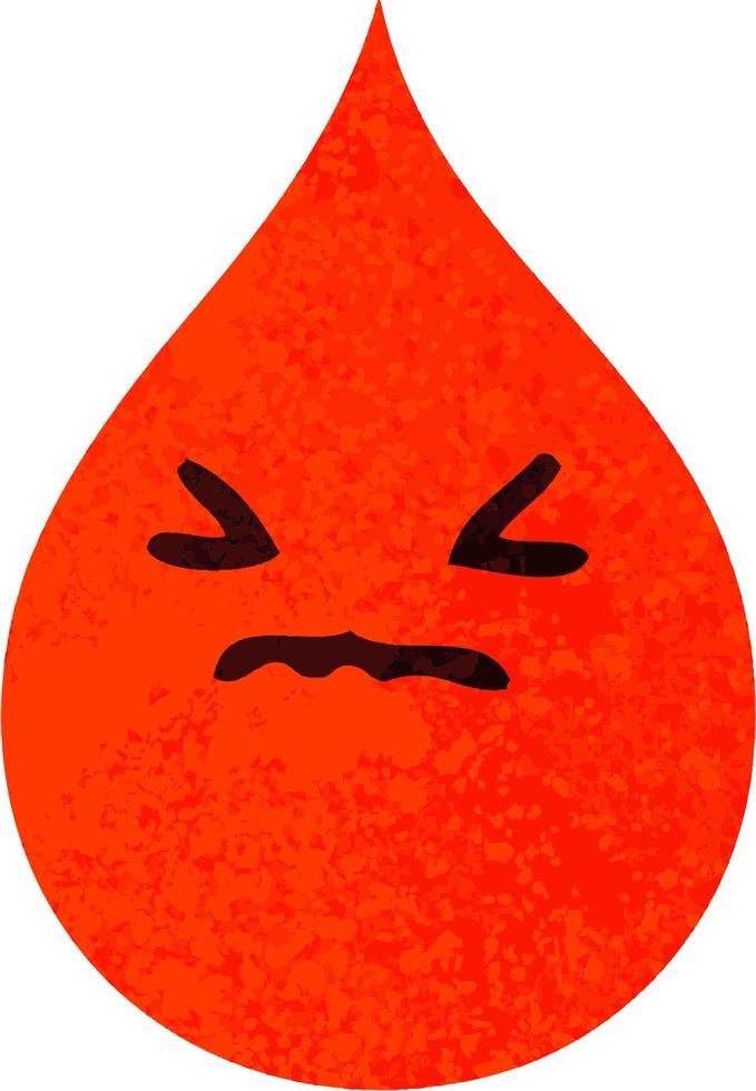 gota de sangre emocional de dibujos animados de estilo de ilustración retro peculiar vector