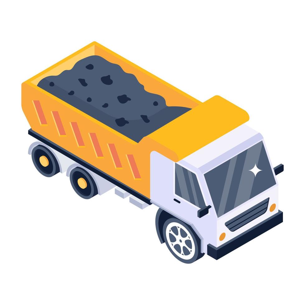 Premium isometric icon of construction truck vector