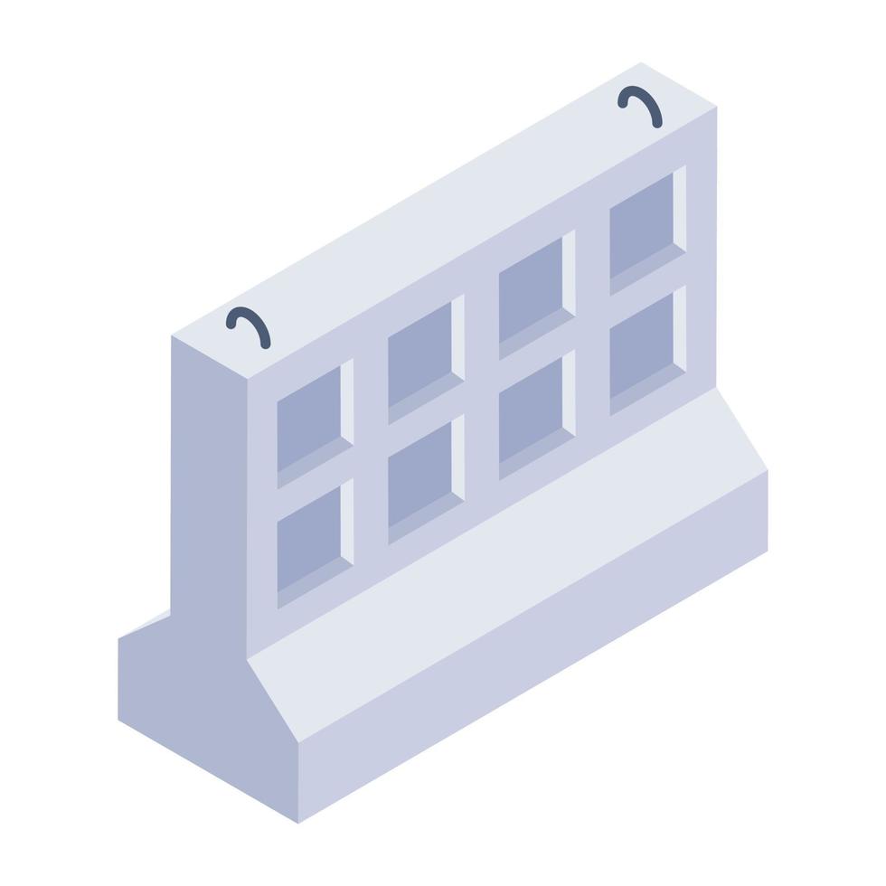 Creatively designed isometric icon of concrete blocks vector