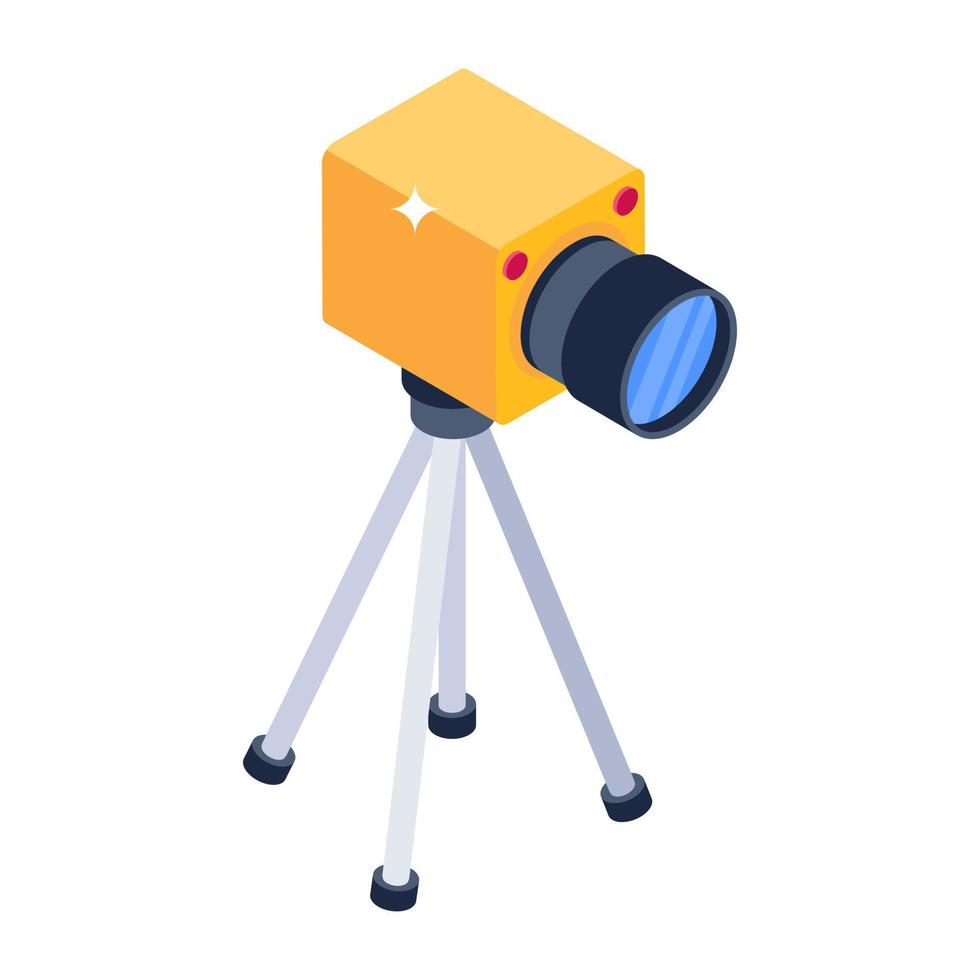 Modern device for land checking, isometric icon of theodolite vector