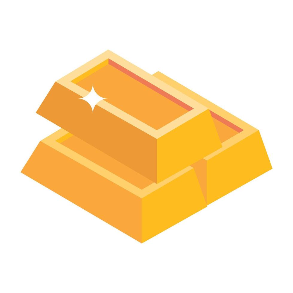 Modern gold ingots editable isometric icon vector