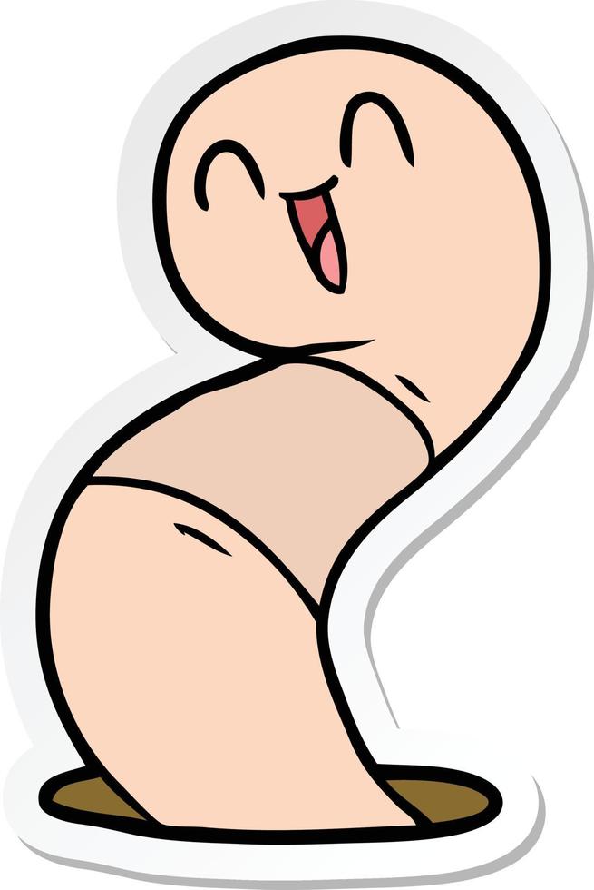 sticker of a cartoon happy worm vector