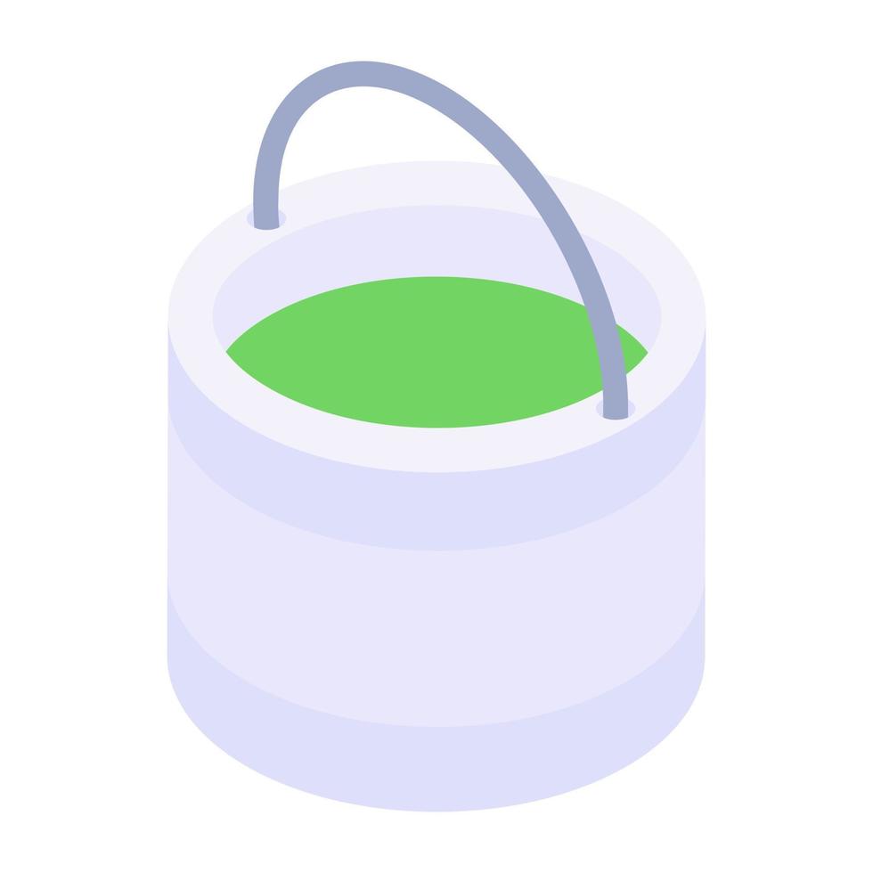 An isometric icon of paint basket vector