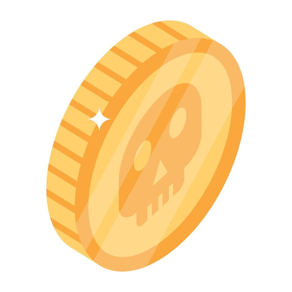 Modern isometric icon of gold coin vector