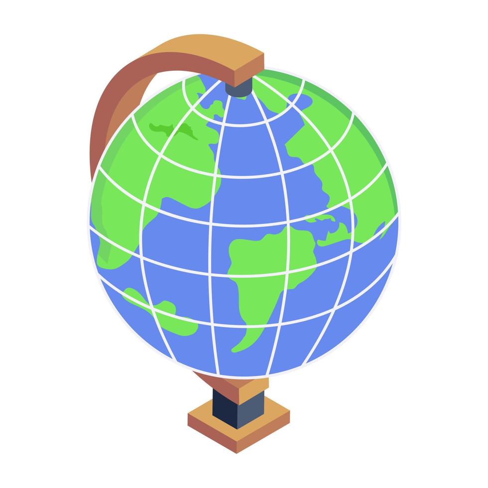 An isometric icon of a table globe vector