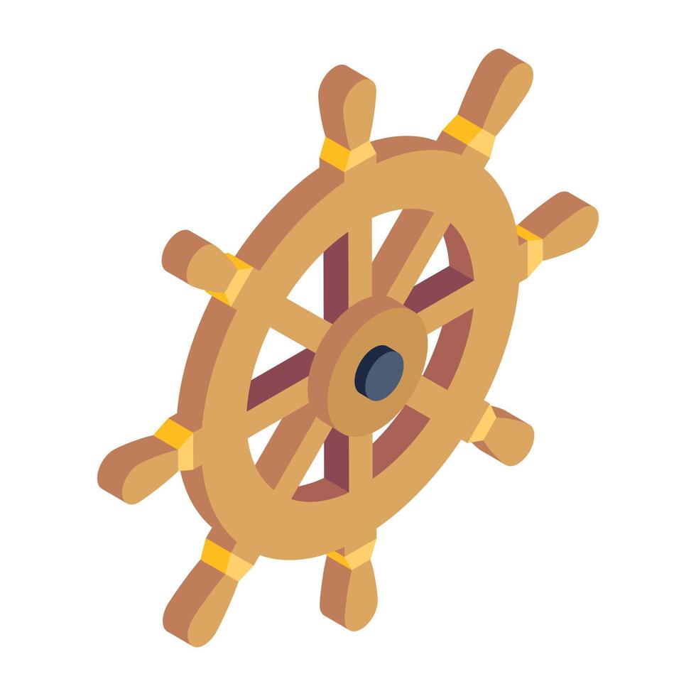 An icon of ship helm isometric vector
