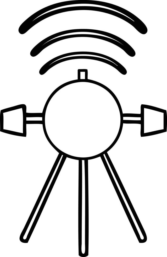 line drawing cartoon satellite vector