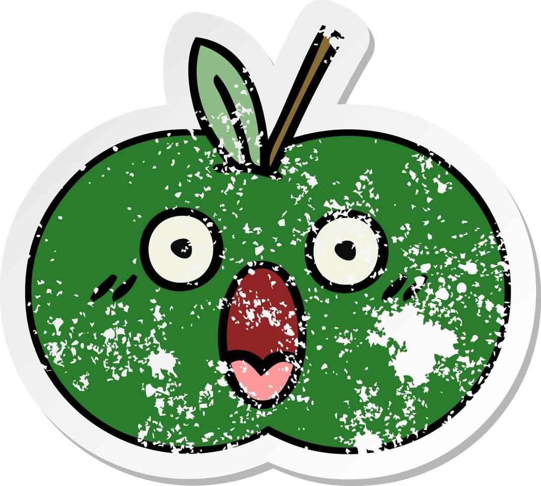 distressed sticker of a cute cartoon juicy apple vector