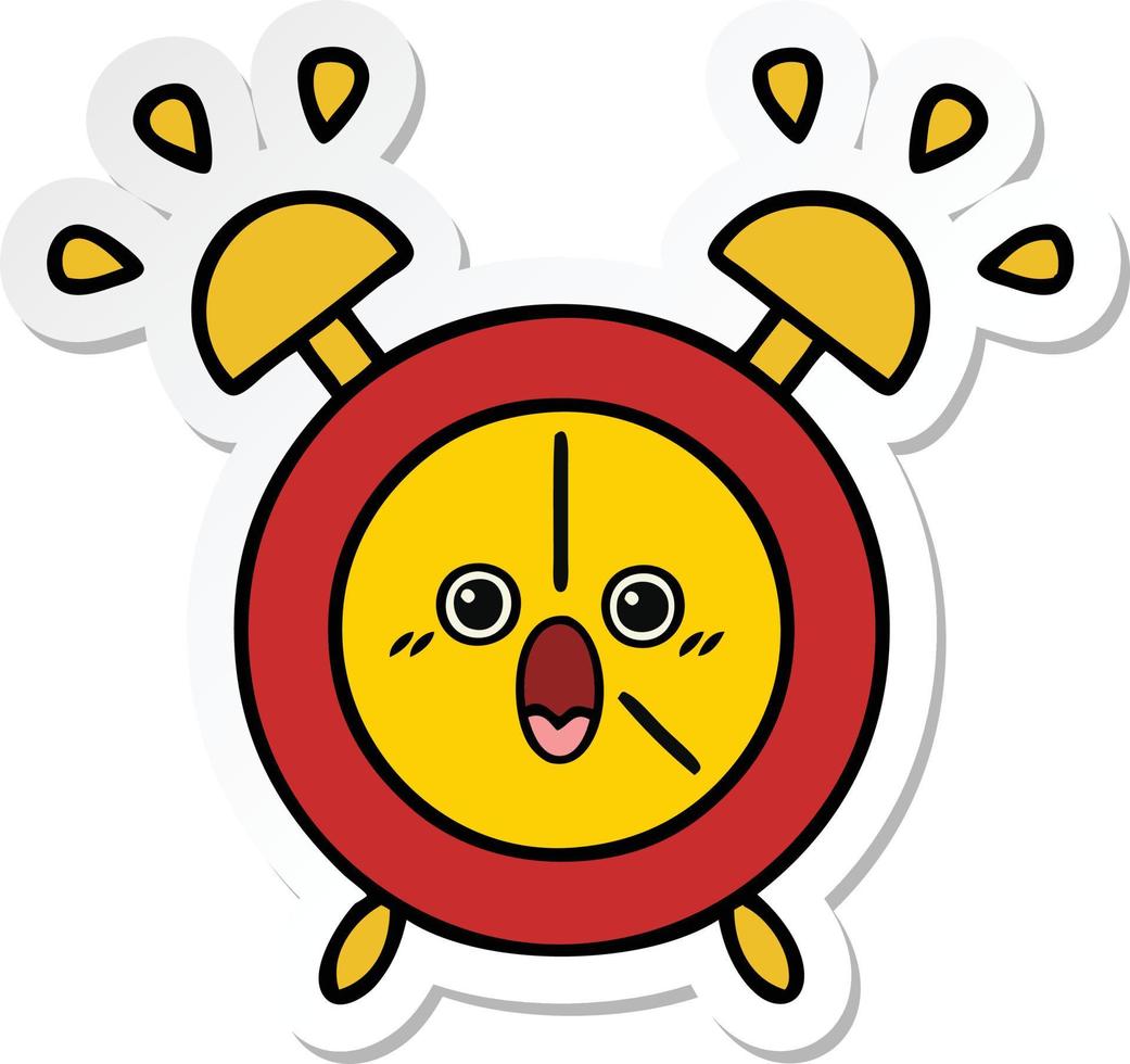 sticker of a cute cartoon alarm clock vector