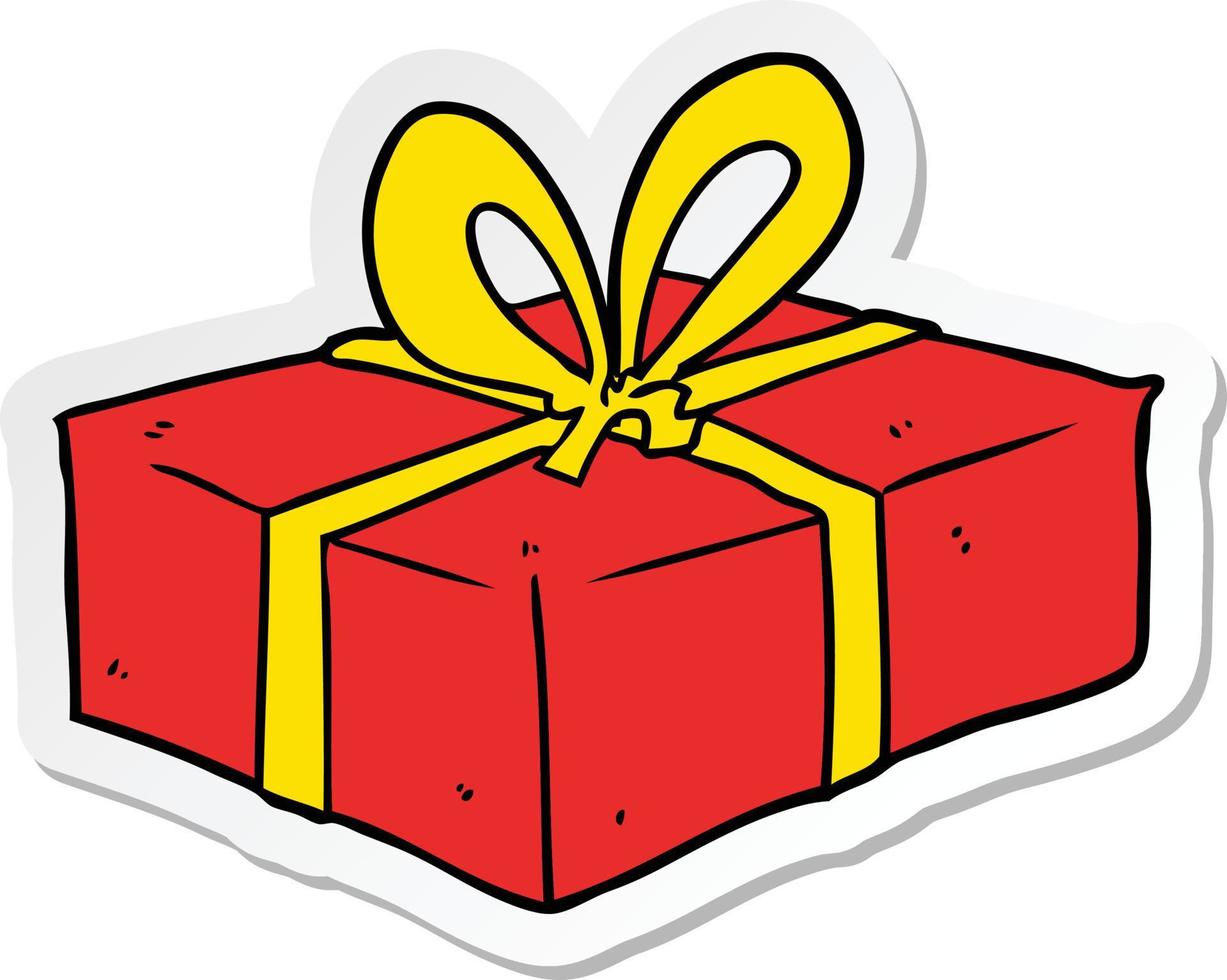 sticker of a cartoon wrapped gift vector