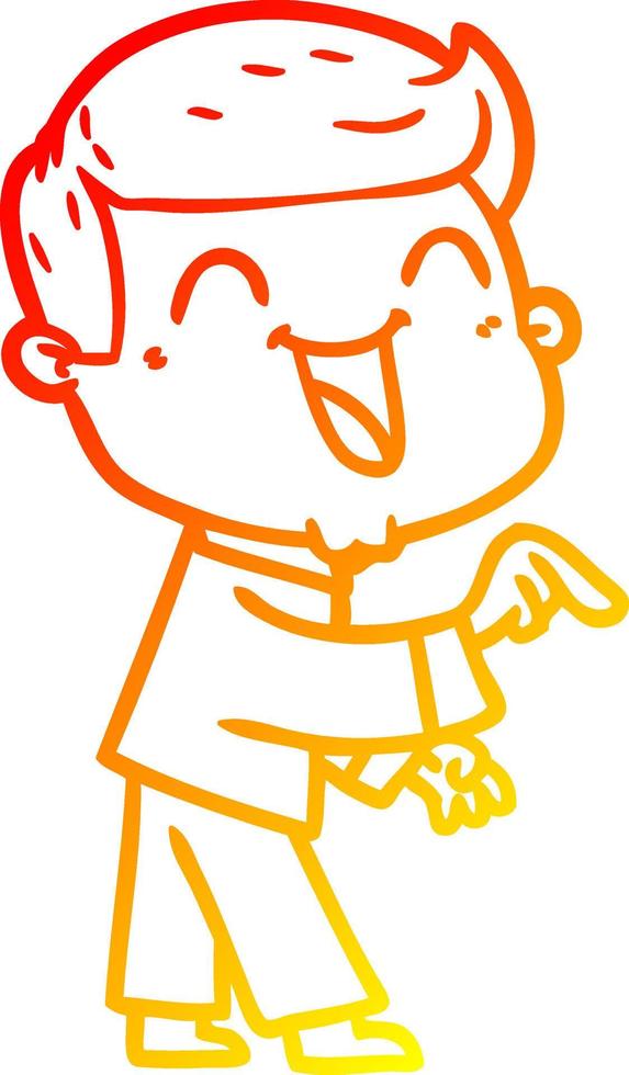 warm gradient line drawing cartoon man laughing vector
