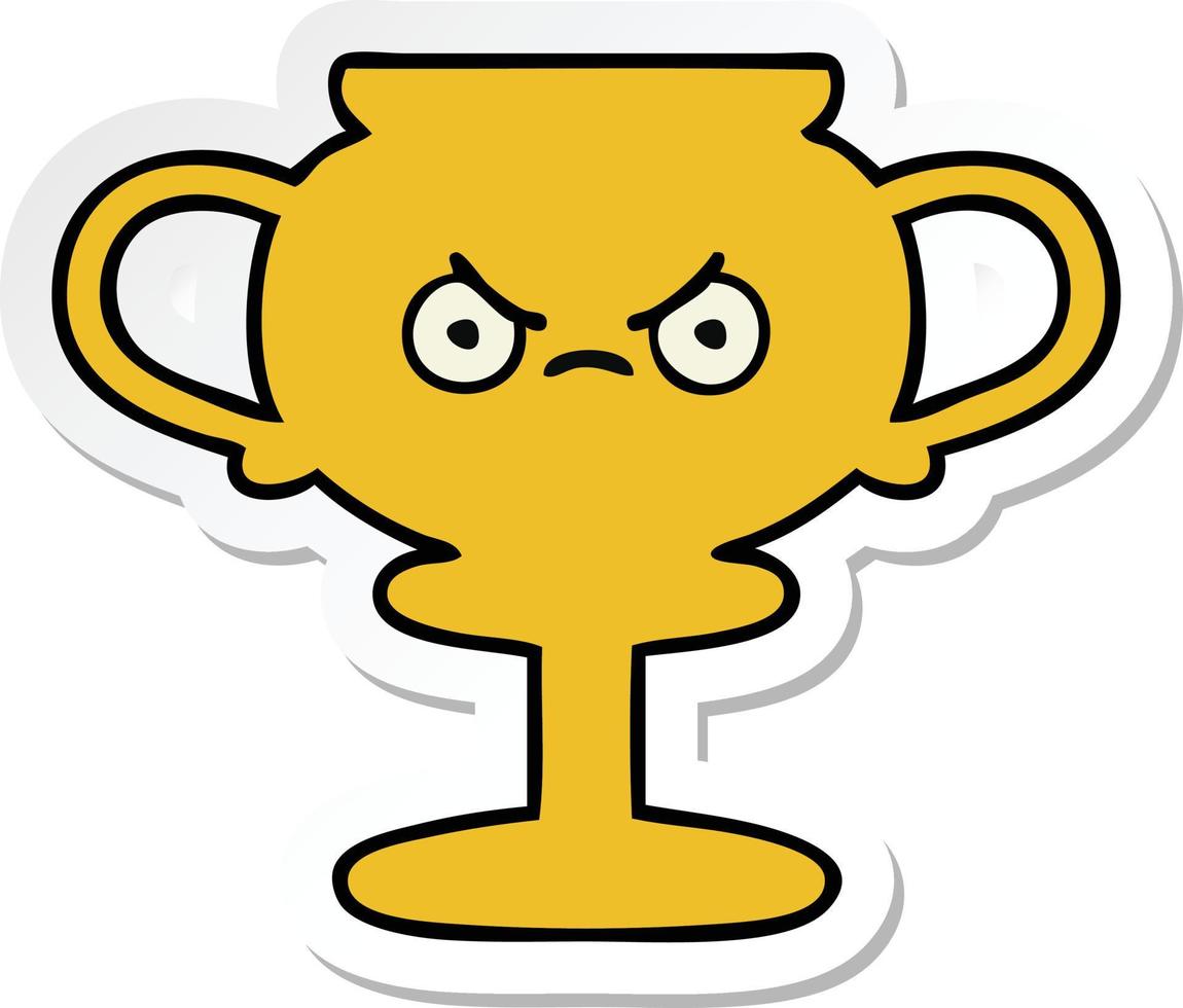 sticker of a cute cartoon trophy vector