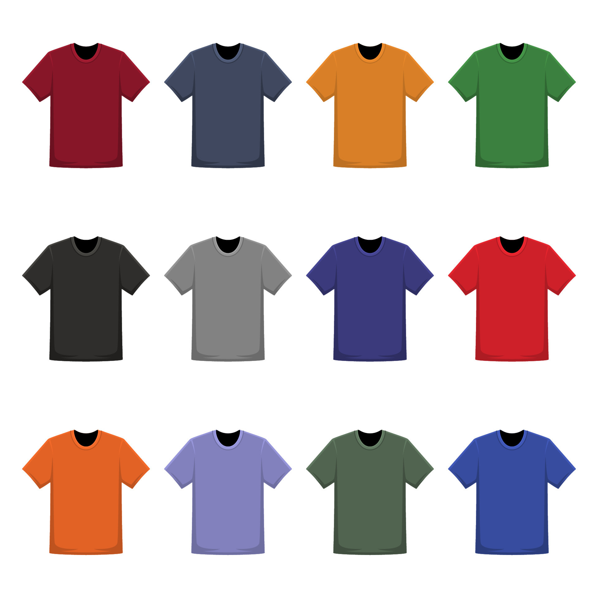 Colorful Flat T-Shirts Mockup 8413916 Vector Art at Vecteezy
