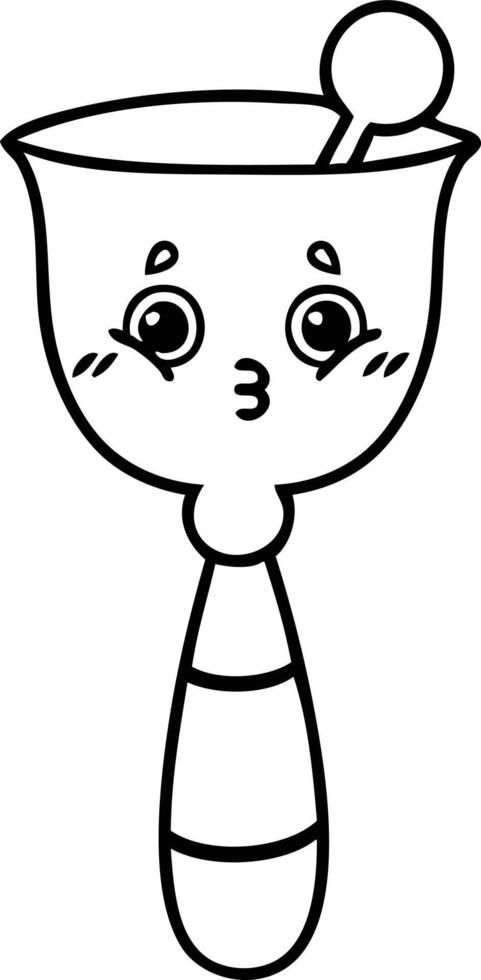 line drawing cartoon school bell vector