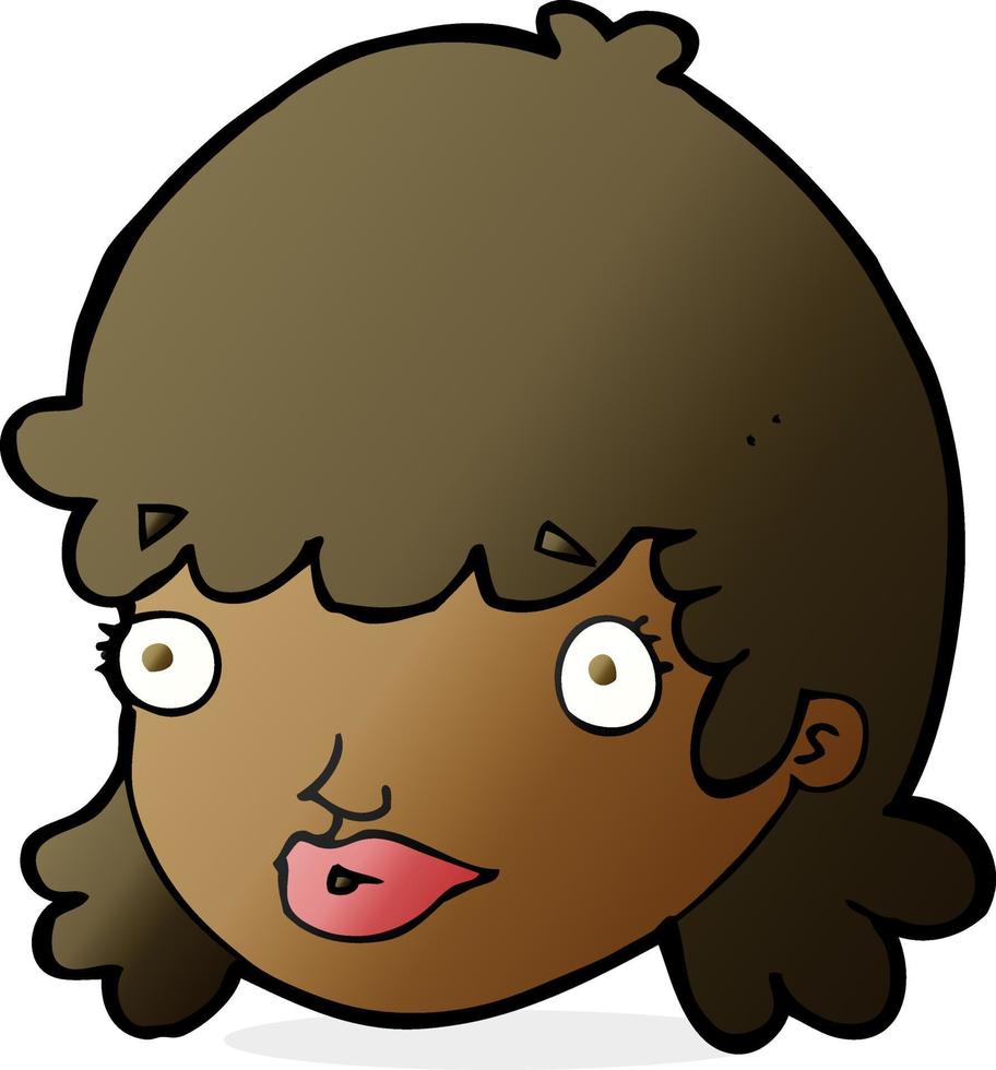 cartoon female face with surprised expression vector