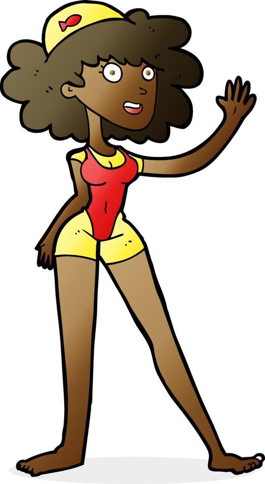 cartoon swimmer woman vector