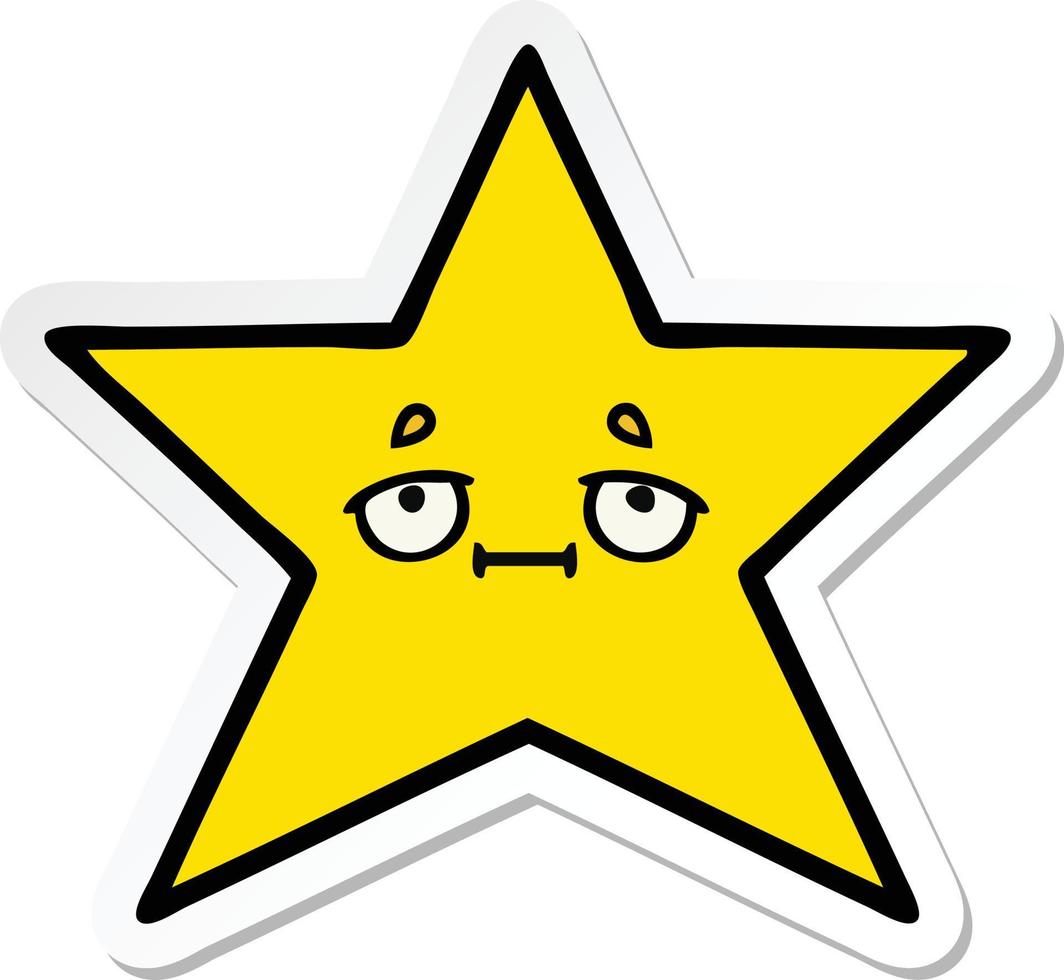 sticker of a cute cartoon gold star vector