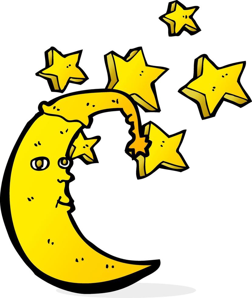 sleepy moon cartoon vector