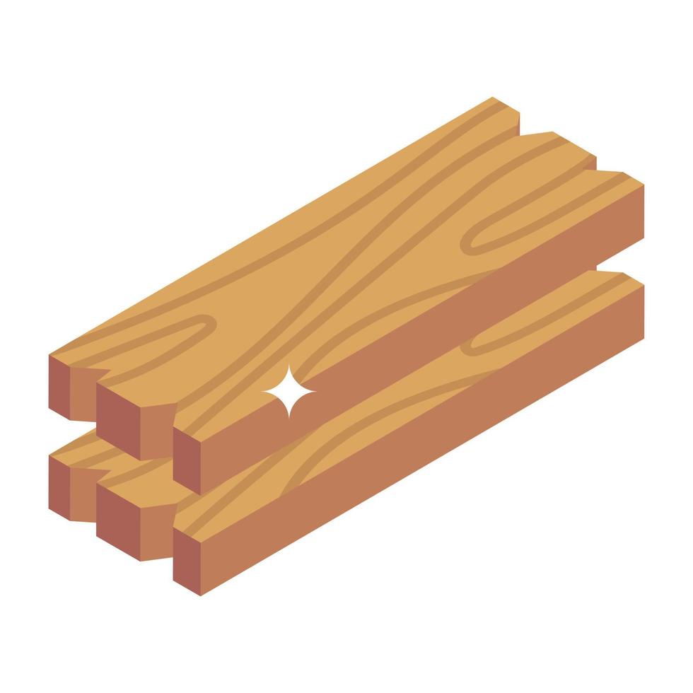 icono de madera diseñado en estilo isométrico vector