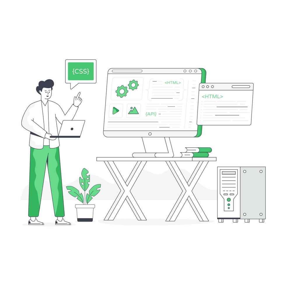 Creatively designed flat illustration of web development vector