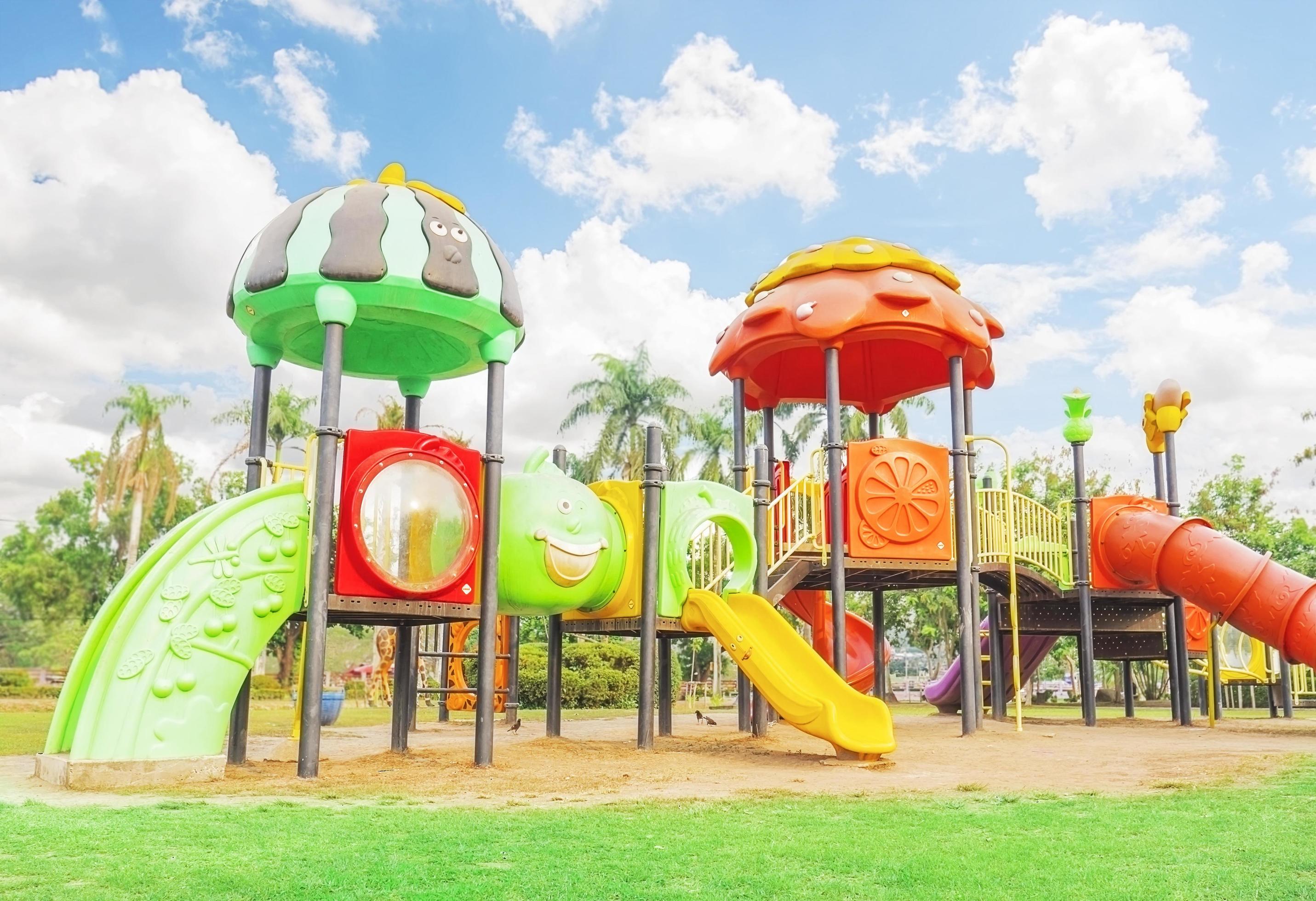 Colorful playground with blue sky background 8414274 Stock Photo at