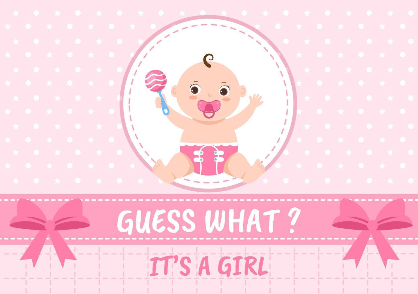 Birth Photo is it a Girl with a Baby Image and Pink Color Background Cartoon Illustration for Greeting Card or Signboard vector