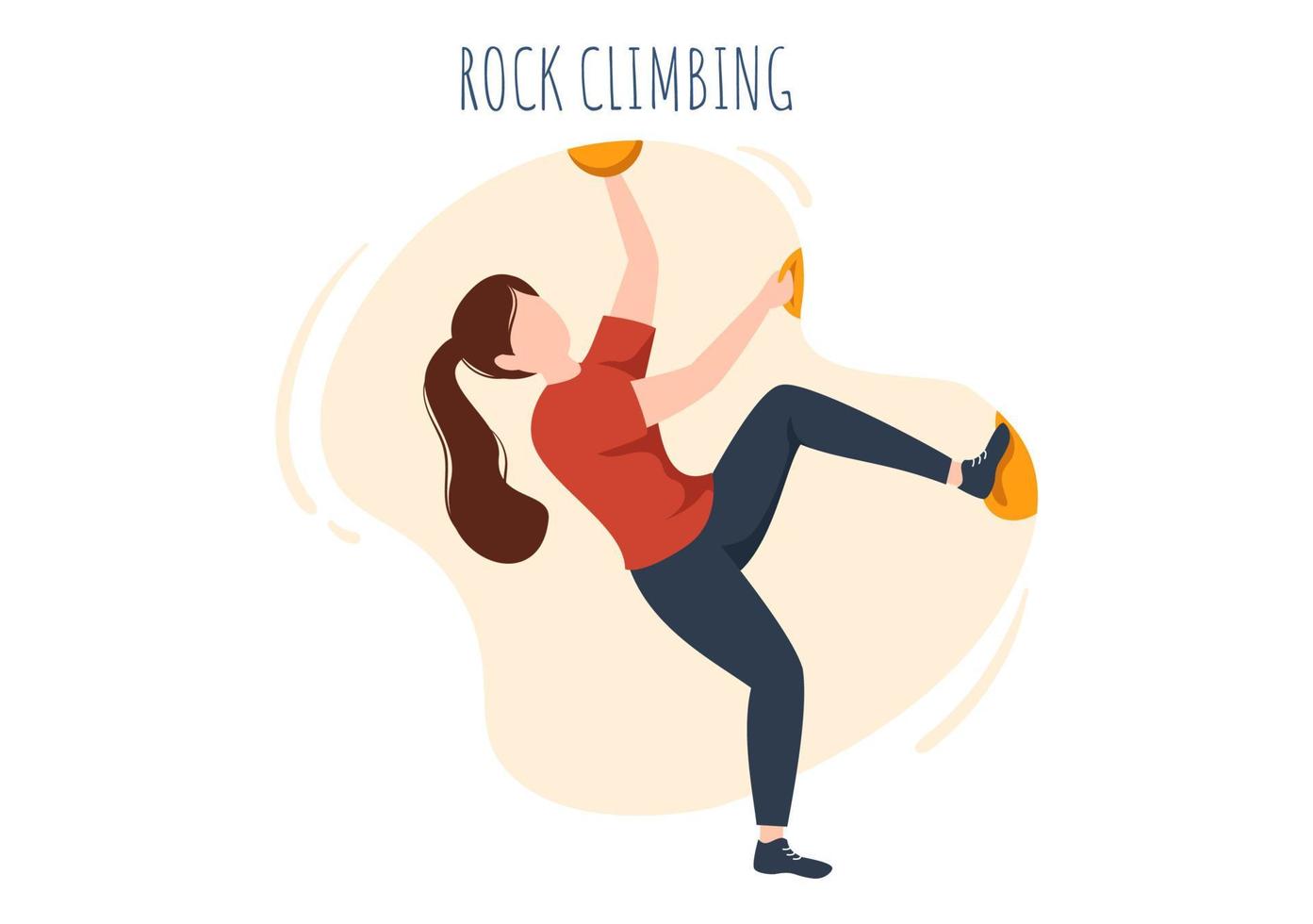 Rock Climbing with Climber Climbs Wall of Extreme Sportsmen and Sportswomen in Flat Cartoon background Illustration vector