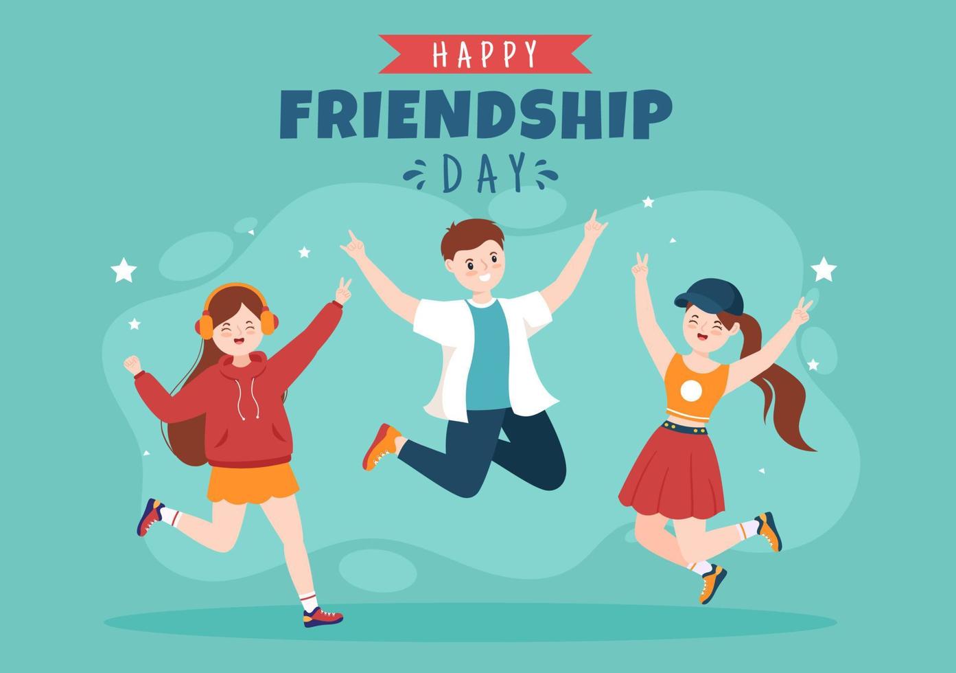 Happy Friendship Day Cute Cartoon Illustration with Young Boys and ...