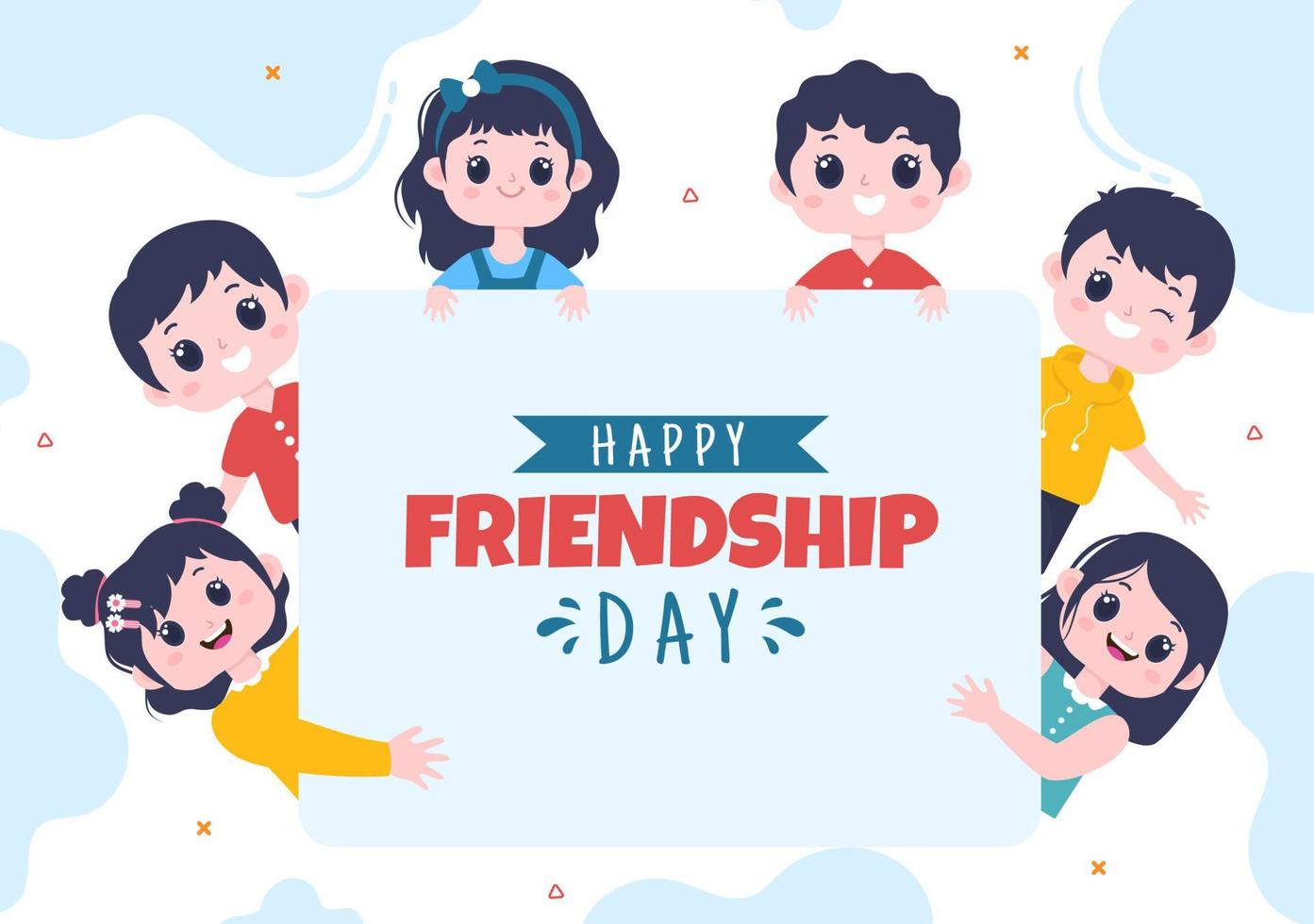 Happy Friendship Day Social Media Template Flat Cartoon Background Vector Illustration