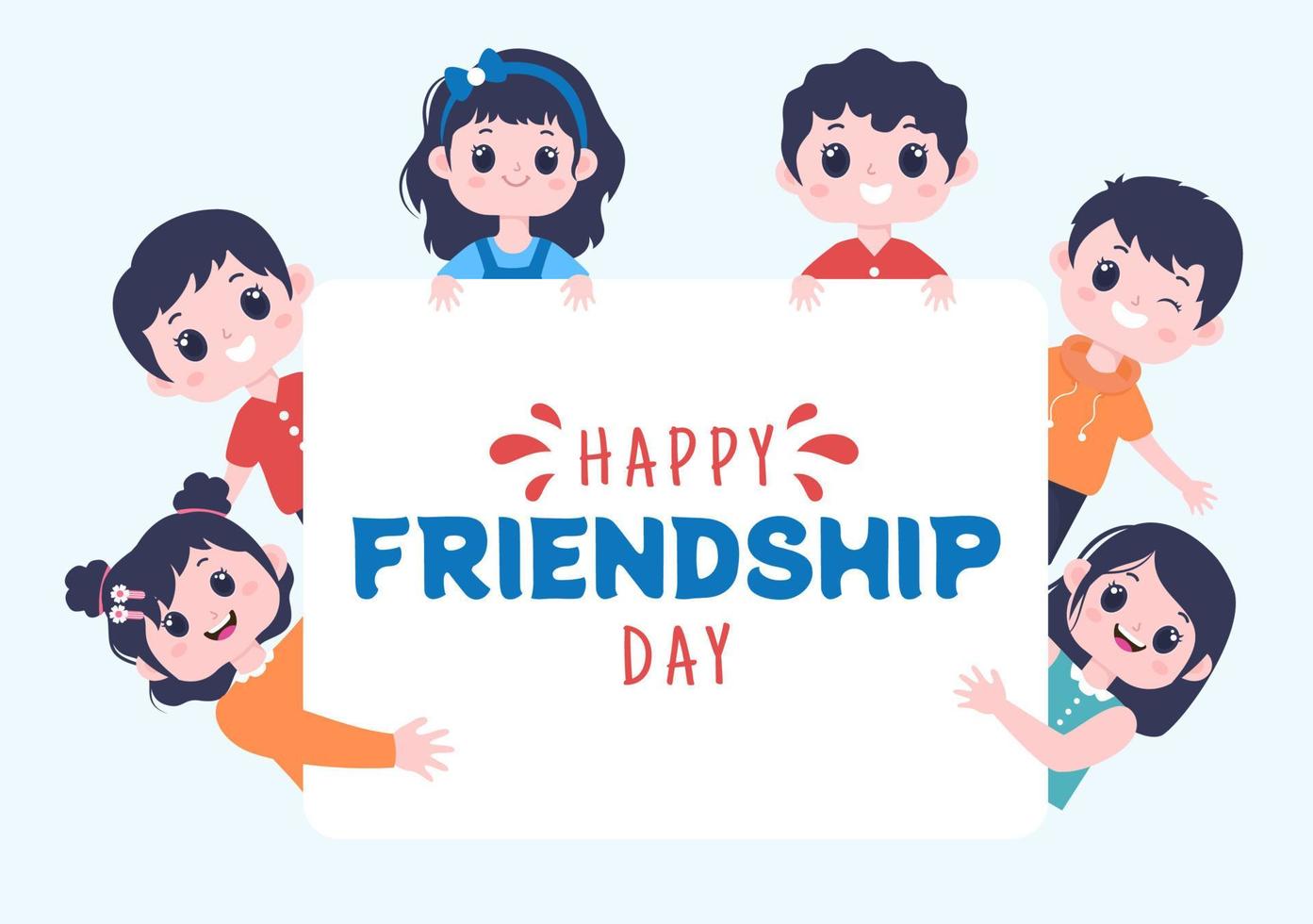 Happy Friendship Day Cute Cartoon Illustration with Young Boys and ...