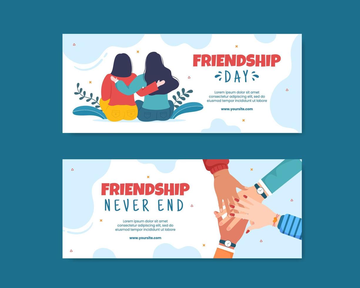 Happy Friendship Day Social Media Landing Page Template Flat Cartoon Background Vector Illustration