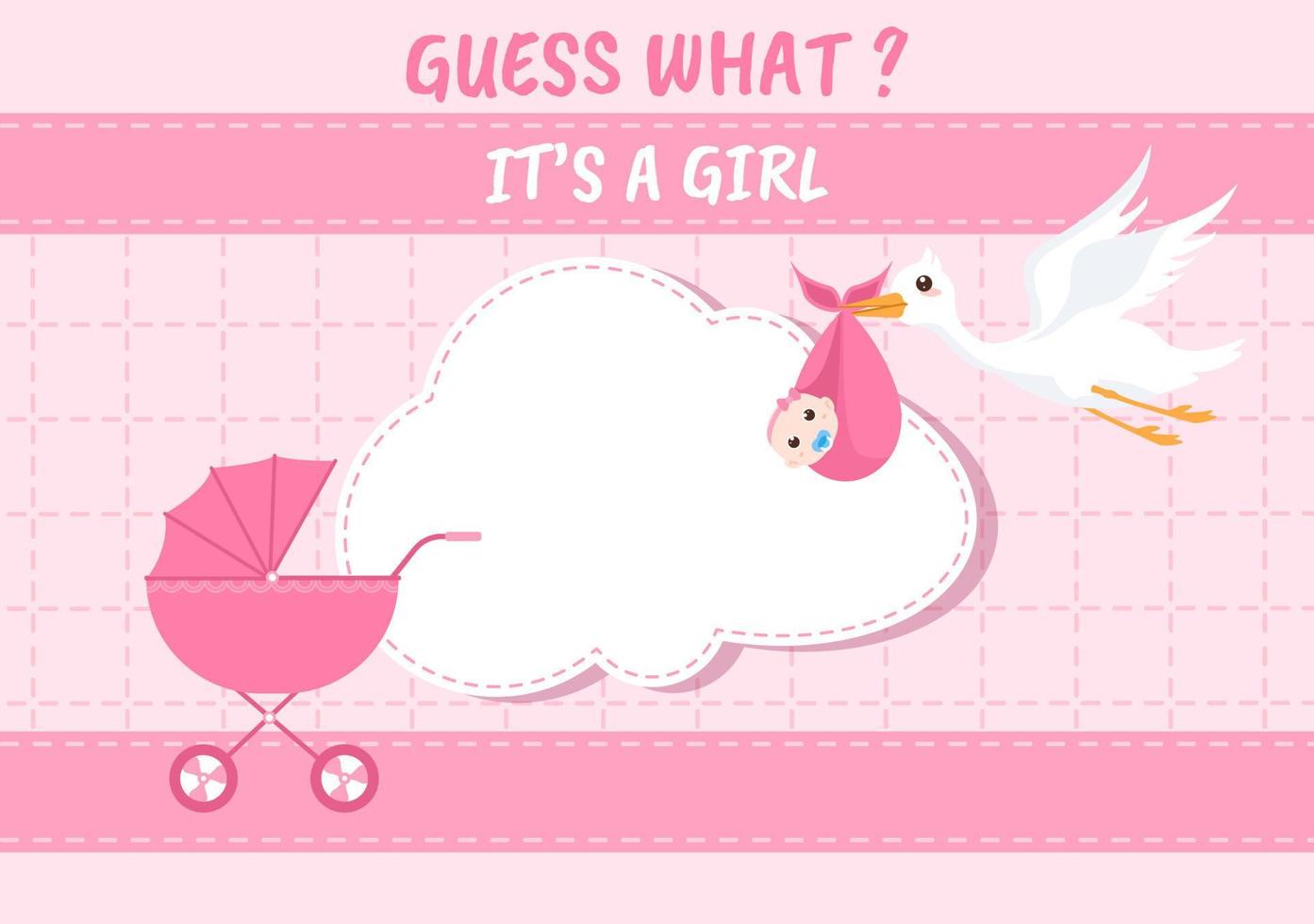 Birth Photo is it a Girl with a Baby Image and Pink Color Background Cartoon Illustration for Greeting Card or Signboard vector