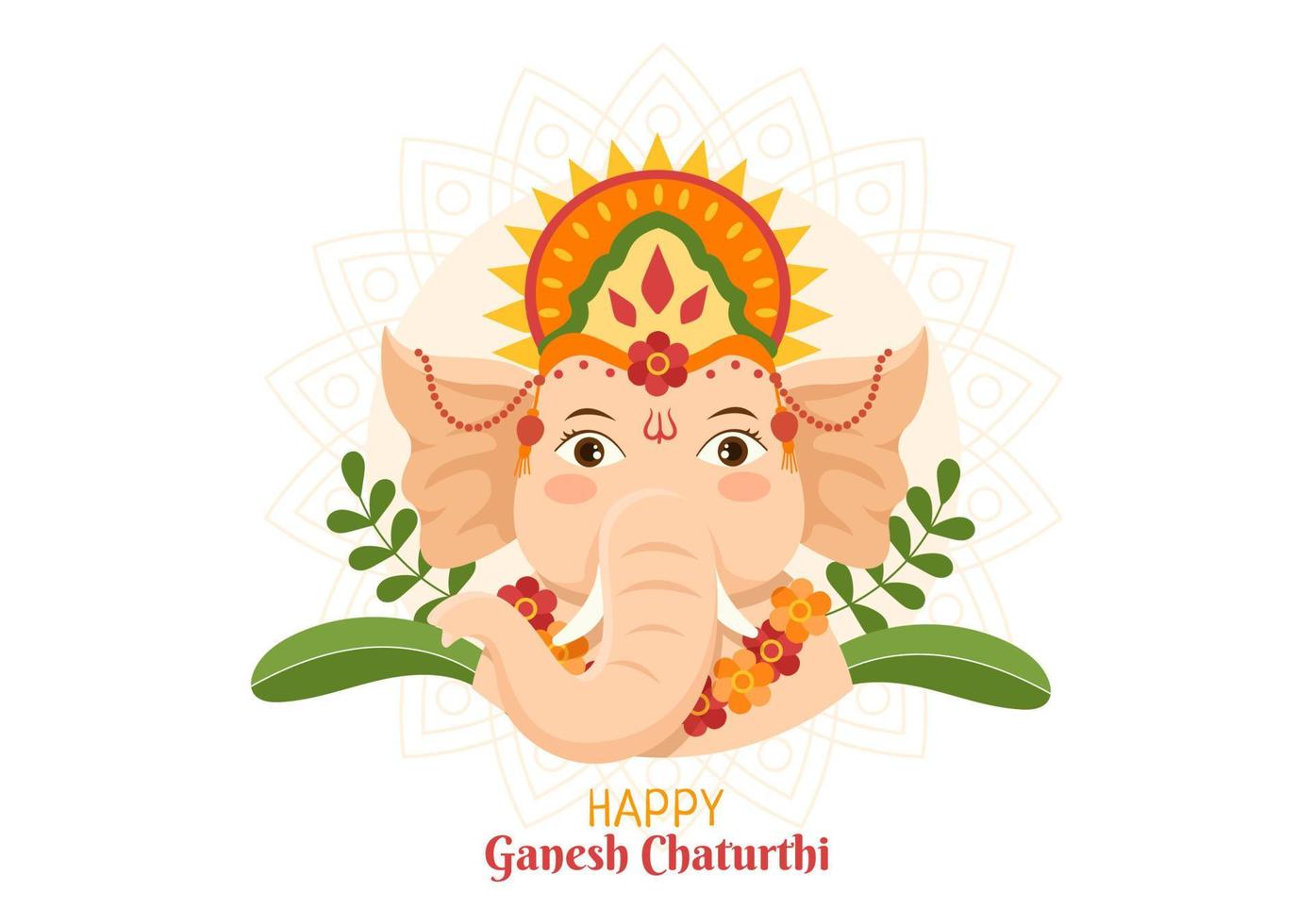 Happy Ganesh Chaturthi of Festival in India to Celebrate his Arrival to Earth in Flat Style Background Vector Illustration