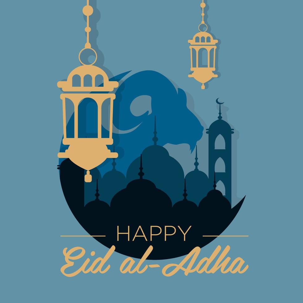 Eid adha Islamic festive card design vector