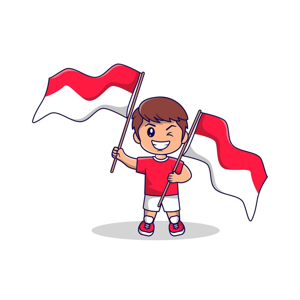 Cute Indonesia Independence day mascot 17 august vector