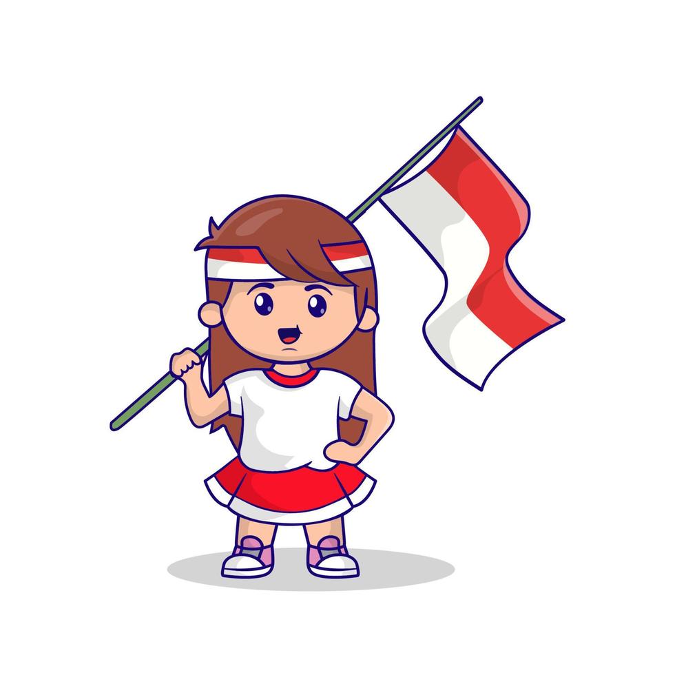 Cute Indonesia Independence day mascot 17 august vector