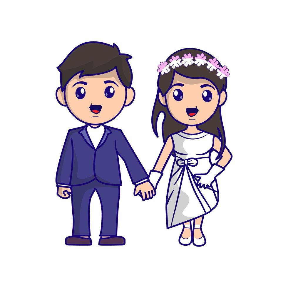 Bride and groom couple wedding illustration vector