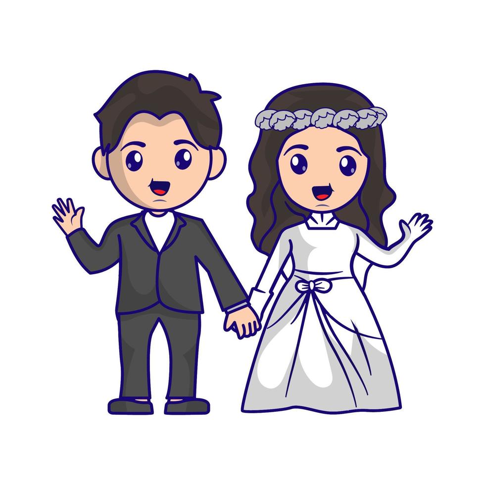 Bride and groom couple wedding illustration vector