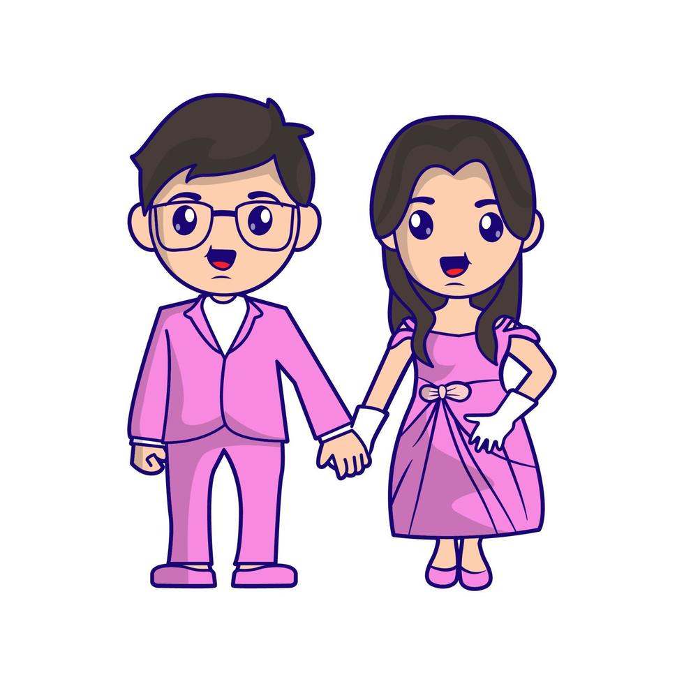 ilustración de boda de pareja de novios vector