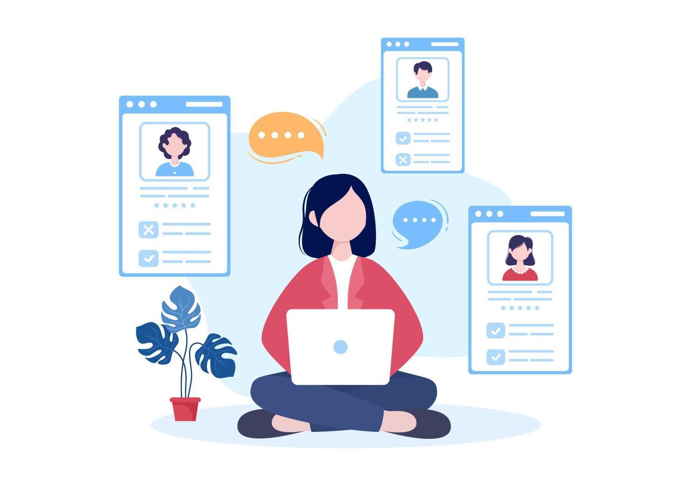 Employment Agency for Recruitment or Placement Job Service with Skilled and Experienced Career Laborers in Flat Cartoon Illustration vector